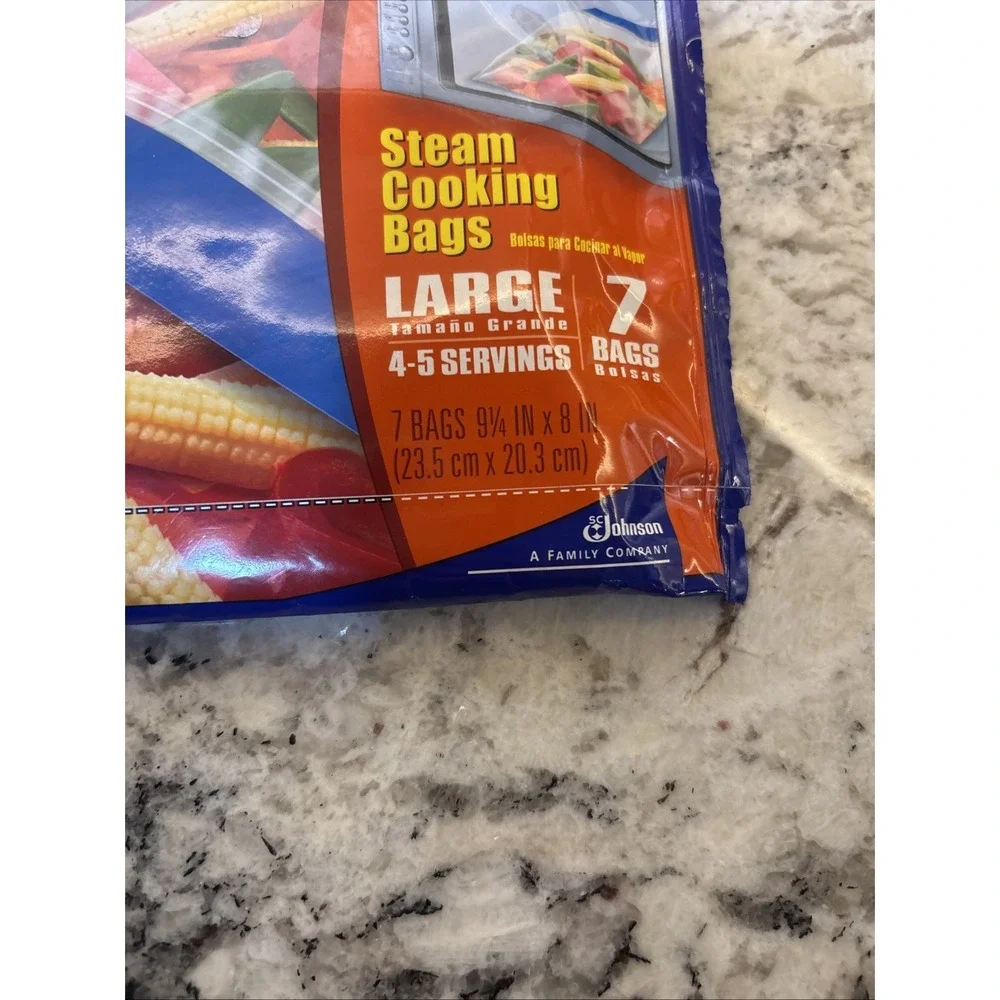 Ziploc Zip'N Steam Cooking Bags Large 7 Pack 9 1/4in X 8in Servings discontinued